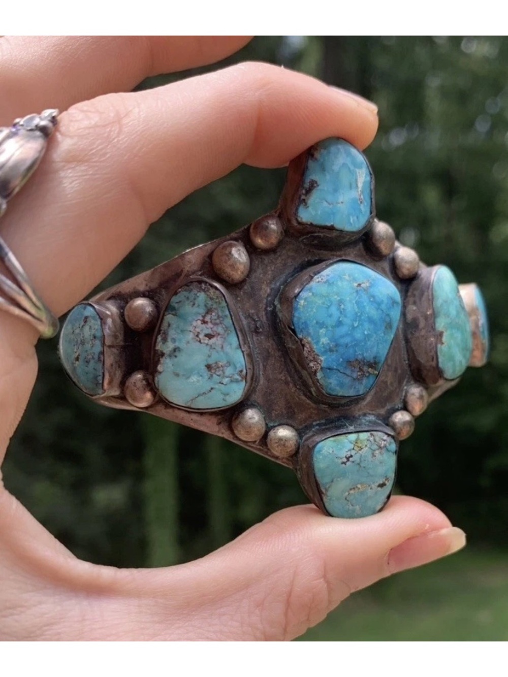 Vintage Turquoise Large Heavy Beautiful Cuff